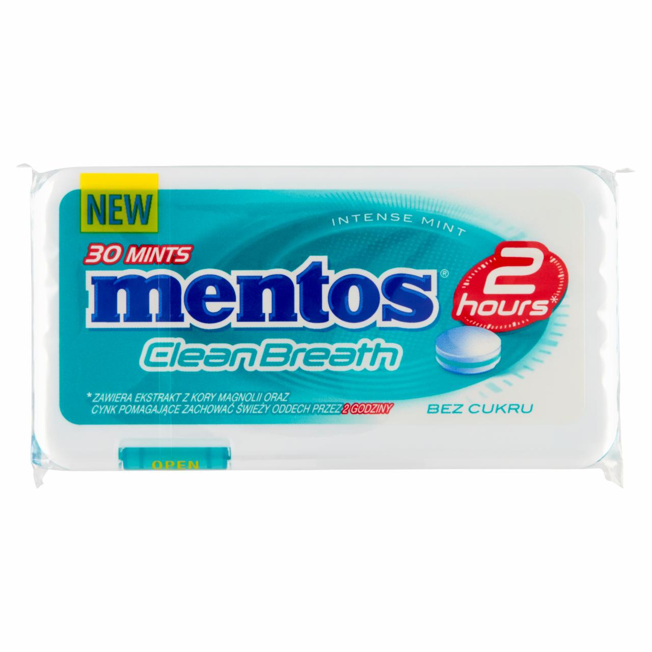 Zdjęcia - Mentos CleanBreath Intense Mint Odświeżające pastylki bez cukru 21 g (30 sztuk)