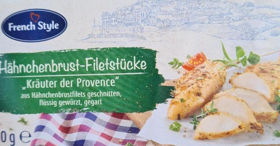 French Style Hahnchenbrust Filetstucke wartości kJ i kalorie, - odżywcze