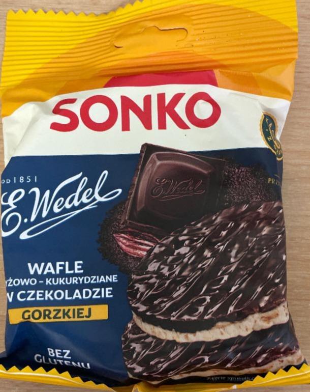 Zdjęcia - Sonko Wafle ryżowo-kukurydziane w czekoladzie gorzkiej 30 g