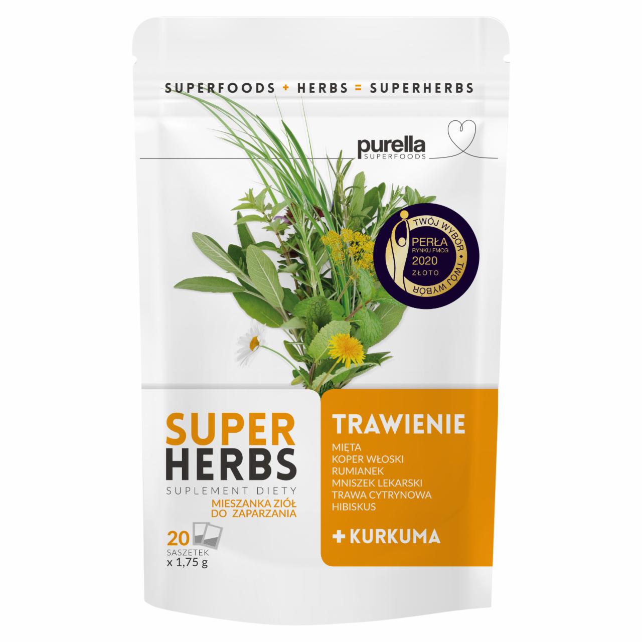 Zdjęcia - Purella Superfoods Superherbs Suplement diety trawienie 35 g (20 x 1,75 g)