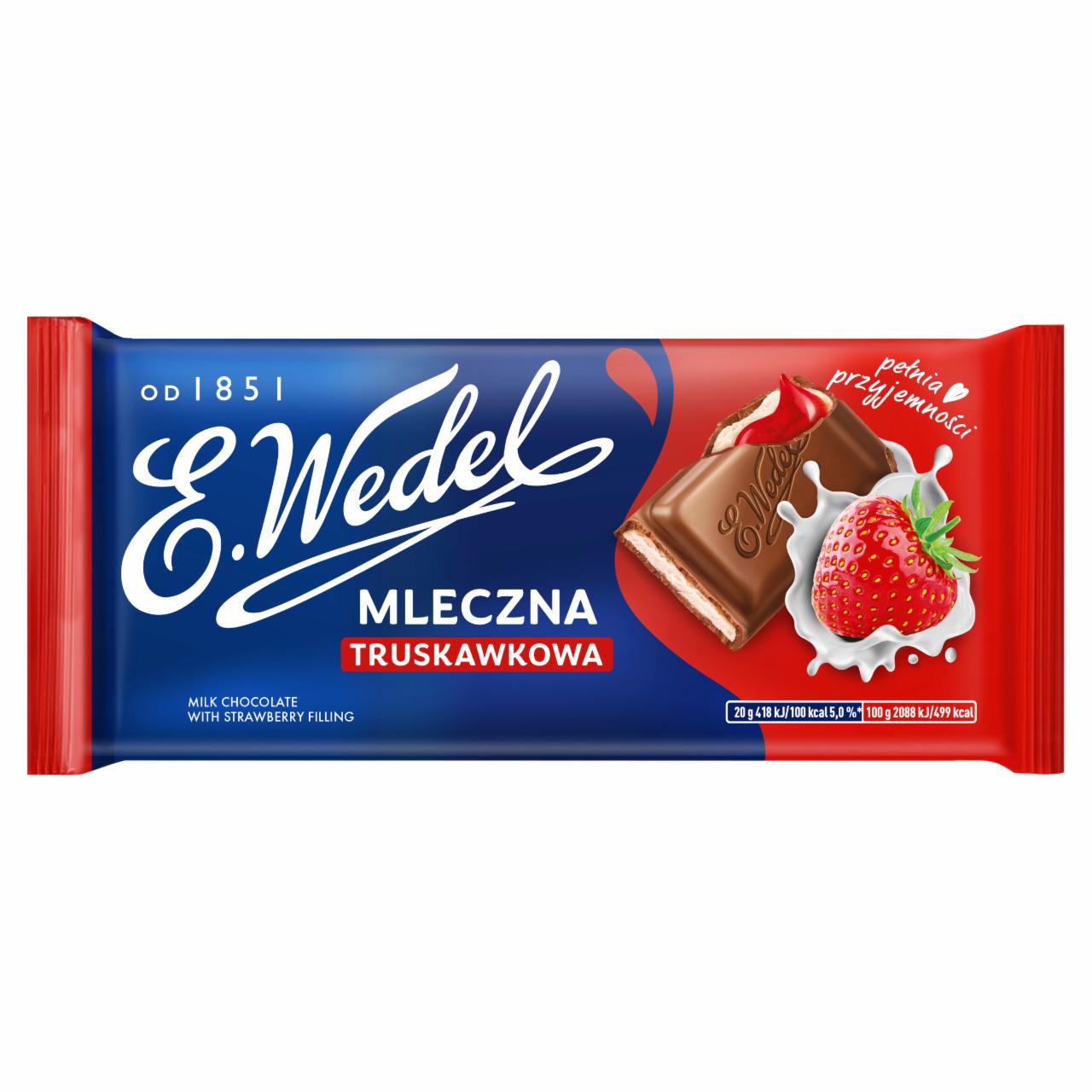 Zdjęcia - Czekolada mleczna truskawkowa 100 g E. Wedel