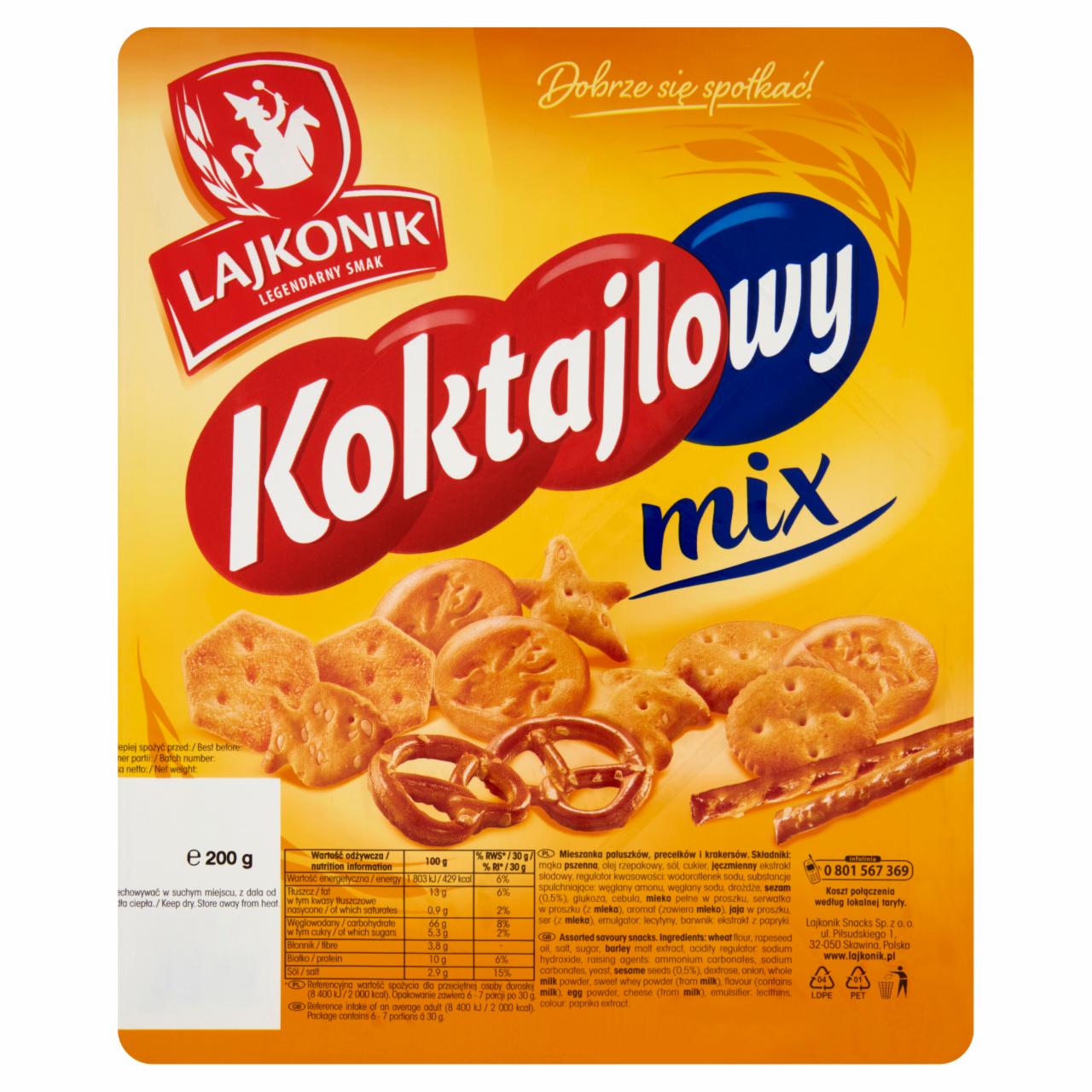 Zdjęcia - Lajkonik Koktajlowy mix Mieszanka paluszków precelków i krakersów 200 g