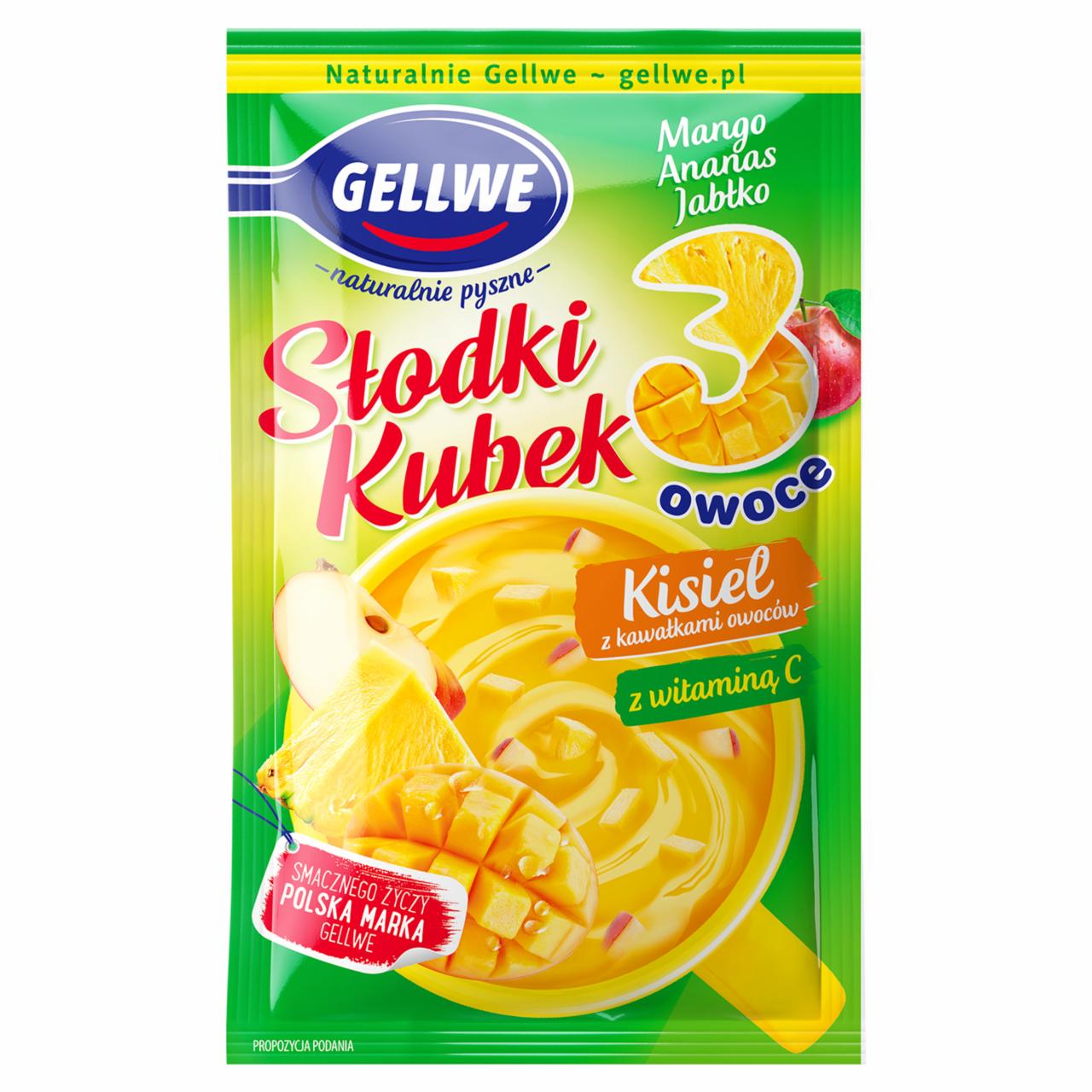 Zdjęcia - Gellwe Słodki Kubek 3 owoce Kisiel z kawałkami owoców mango ananas jabłko 30 g