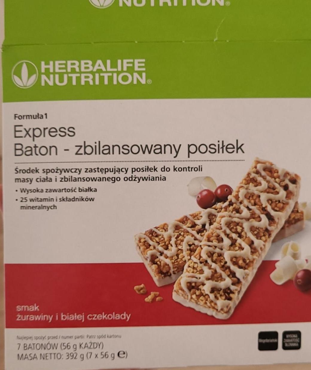 Zdjęcia - Express baton smak żurawina i biała czekolada Herbalife nutrition