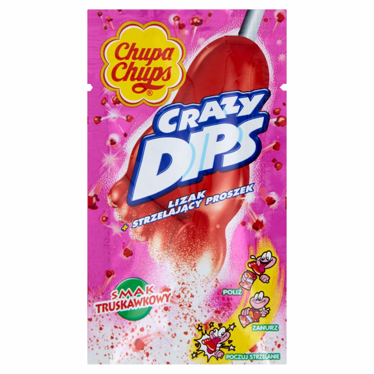 Zdjęcia - Crazy Dips Lizak ze strzelającym proszkiem smak truskawkowy Chupa Chups