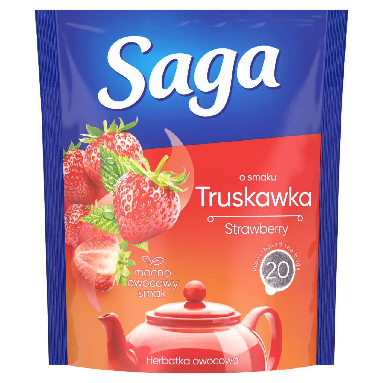 Zdjęcia - Saga Herbatka owocowa o smaku truskawka 34 g (20 torebek)