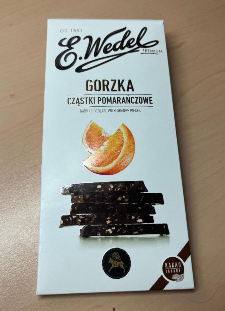 Zdjęcia - E. Wedel Czekolada gorzka cząstki pomarańczowe 100 g