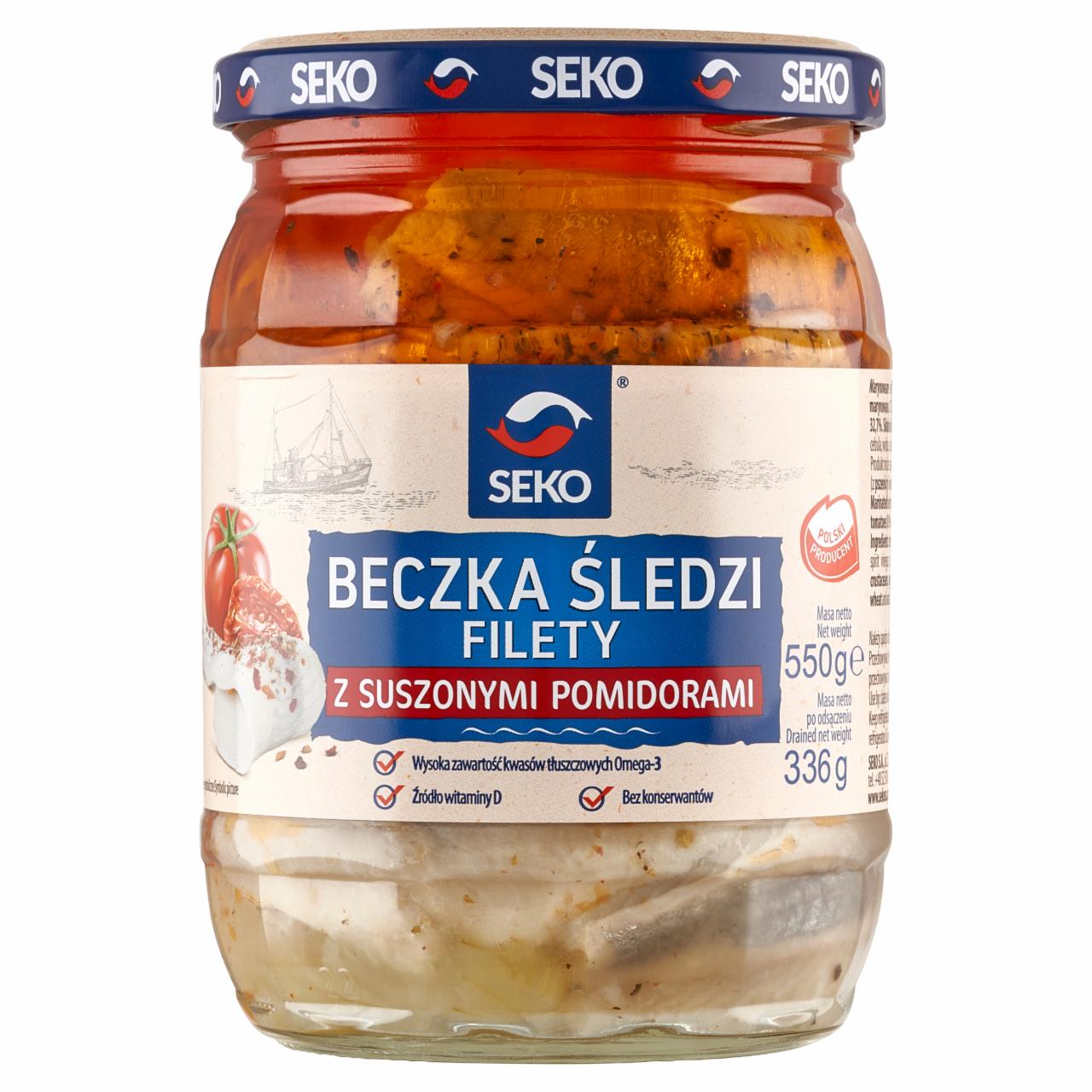 Zdjęcia - Seko Beczka śledzi Filety z suszonymi pomidorami 550 g