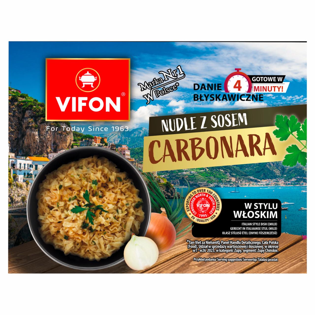 Zdjęcia - Vifon Danie błyskawiczne nudle z sosem carbonara w stylu włoskim 97 g