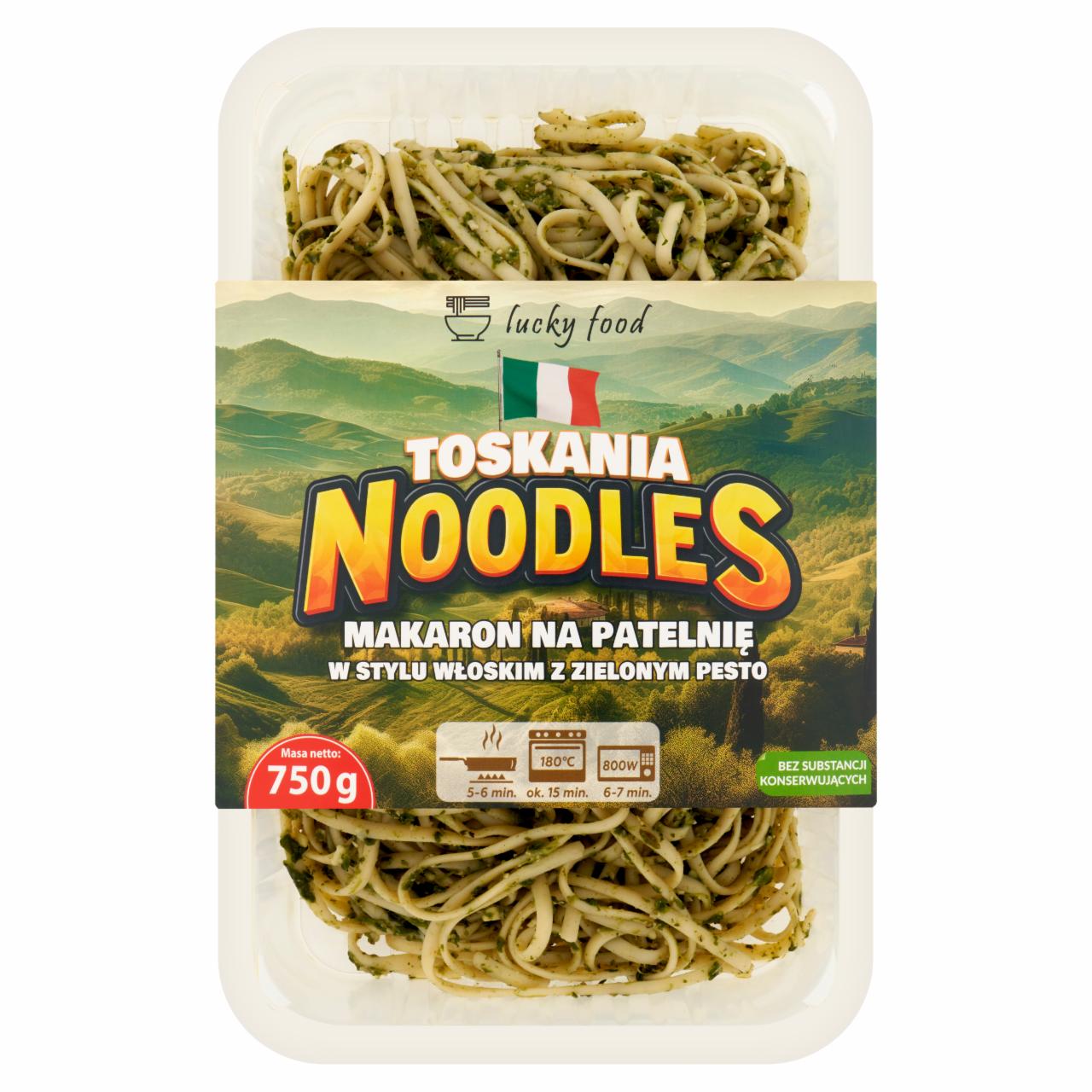 Zdjęcia - Lucky Food Toskania Noodles Makaron na patelnię w stylu włoskim z zielonym pesto 750 g