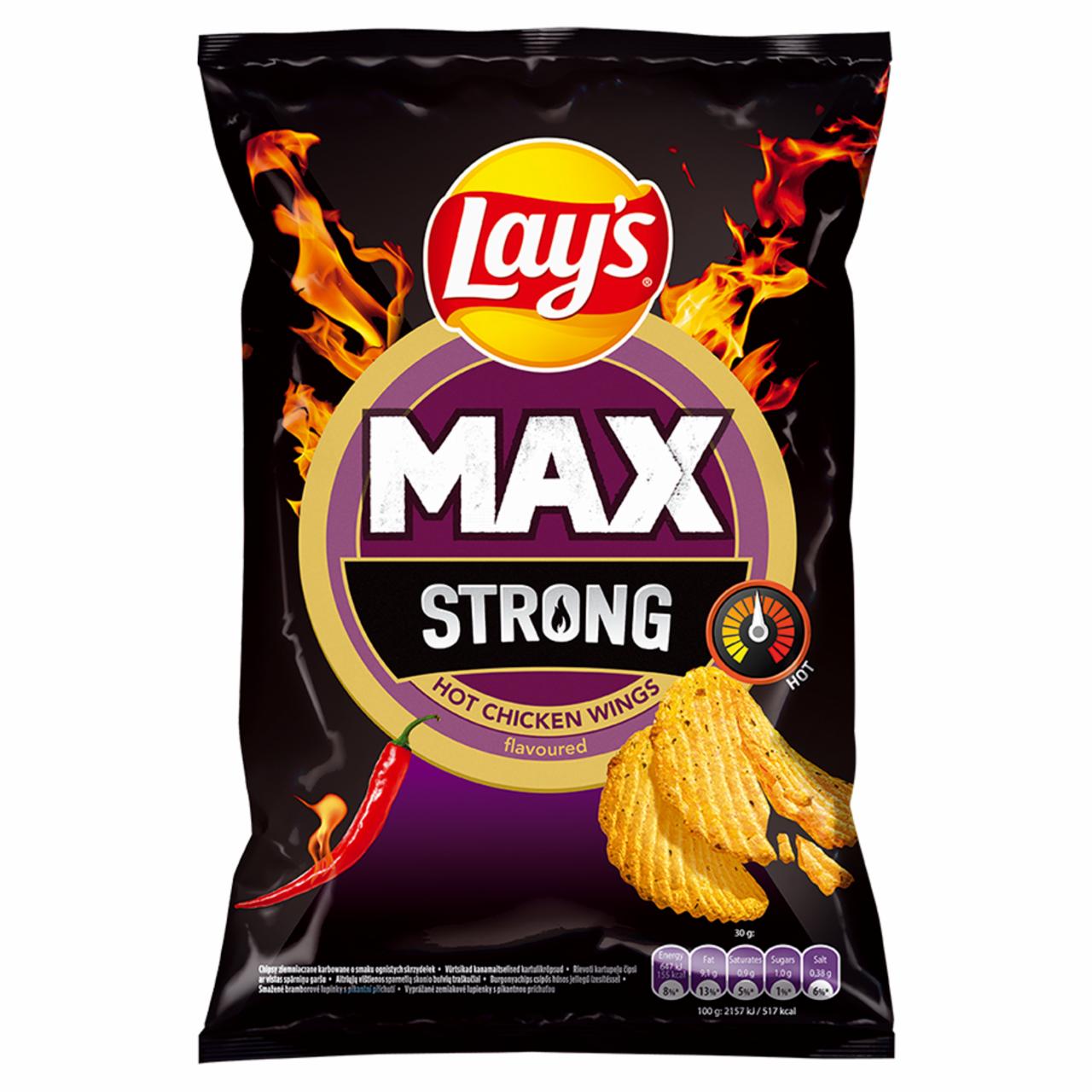 Zdjęcia - Lay's Max Strong Chipsy ziemniaczane karbowane o smaku ognistych skrzydełek 120 g