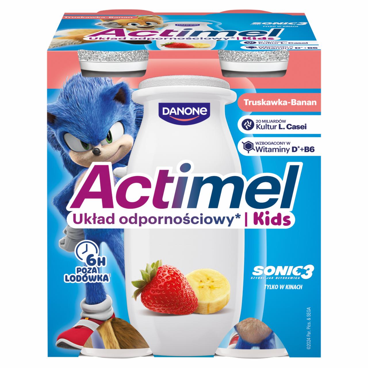 Zdjęcia - Actimel Kids Napój jogurtowy o smaku truskawkowo-bananowym 400 g (4 x 100 g)