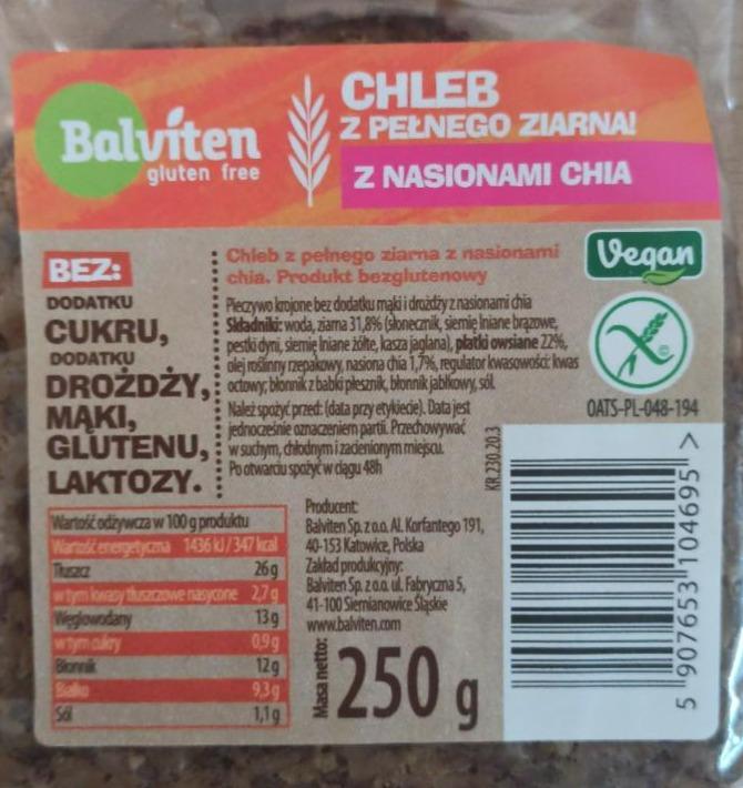 Zdjęcia - Chleb z pełnego ziarna z nasionami chia Balviten