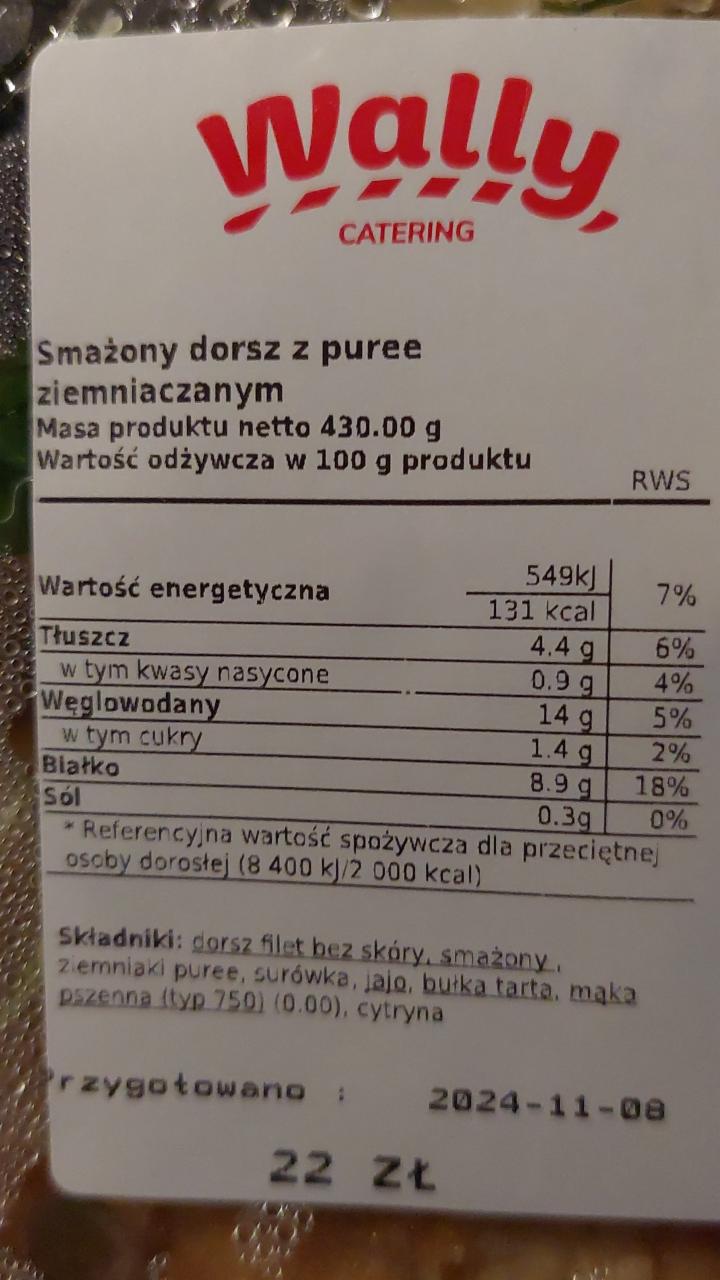 Zdjęcia - Smażony dorsz z puree ziemniaczanym Wally catering