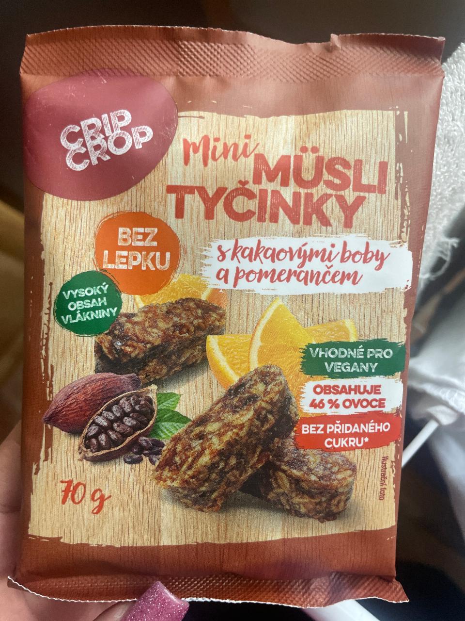 Zdjęcia - Mini müsli tyčinky s kakaovými boby a pomerančem Crip Crop