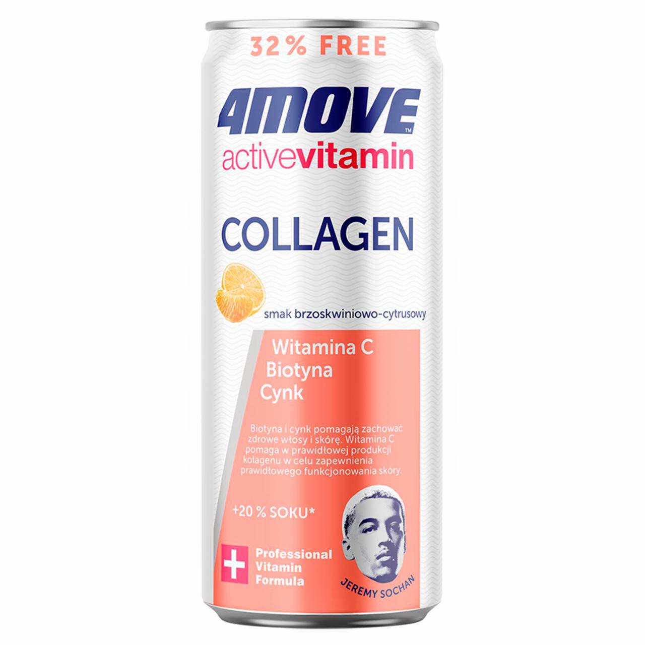 Zdjęcia - 4MoveActive Vitamin Collagen Gazowany napój smak brzoskwiniowo-cytrusowy 330 ml