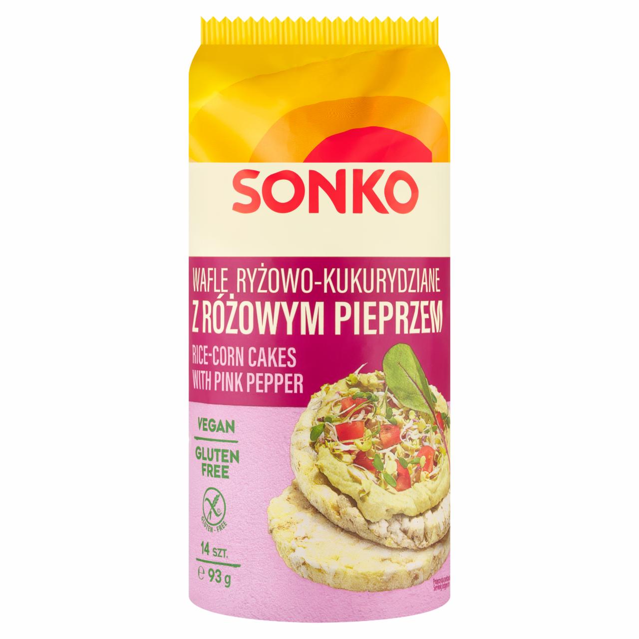 Zdjęcia - Sonko Wafle ryżowo-kukurydziane z różowym pieprzem 93 g (14 sztuk)