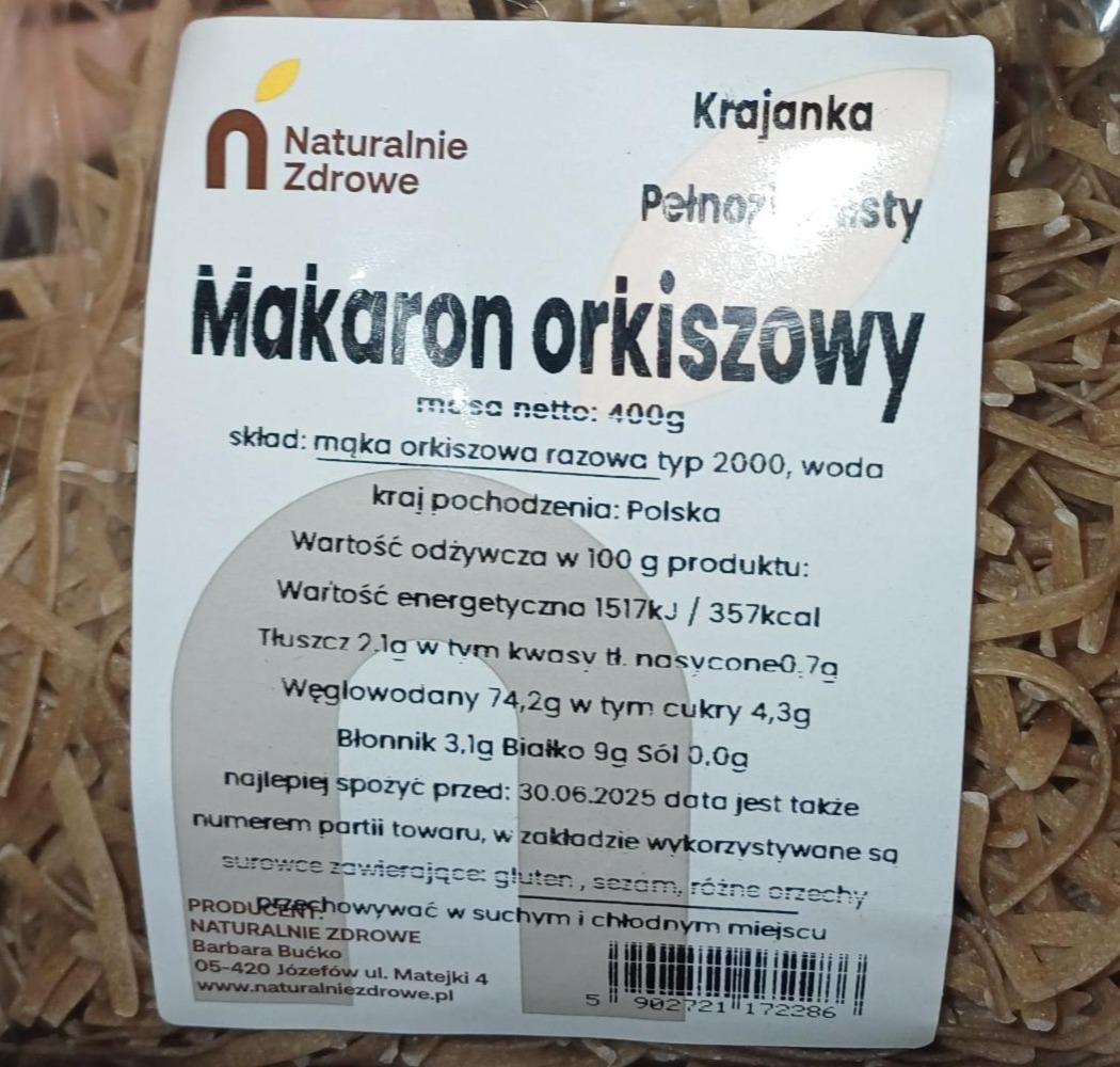 Zdjęcia - Makaron orkiszowy krajanka Naturalnie Zdrowe