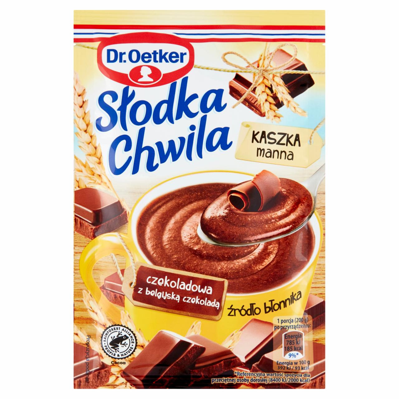 Zdjęcia - Dr. Oetker Słodka Chwila Kaszka manna czekoladowa z belgijską czekoladą 50 g