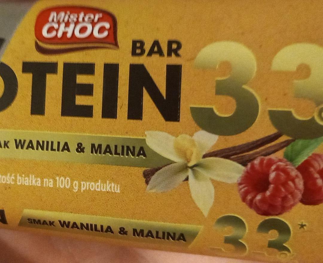 Zdjęcia - Protein bar 33% smak wanilia & malina Mister Choc