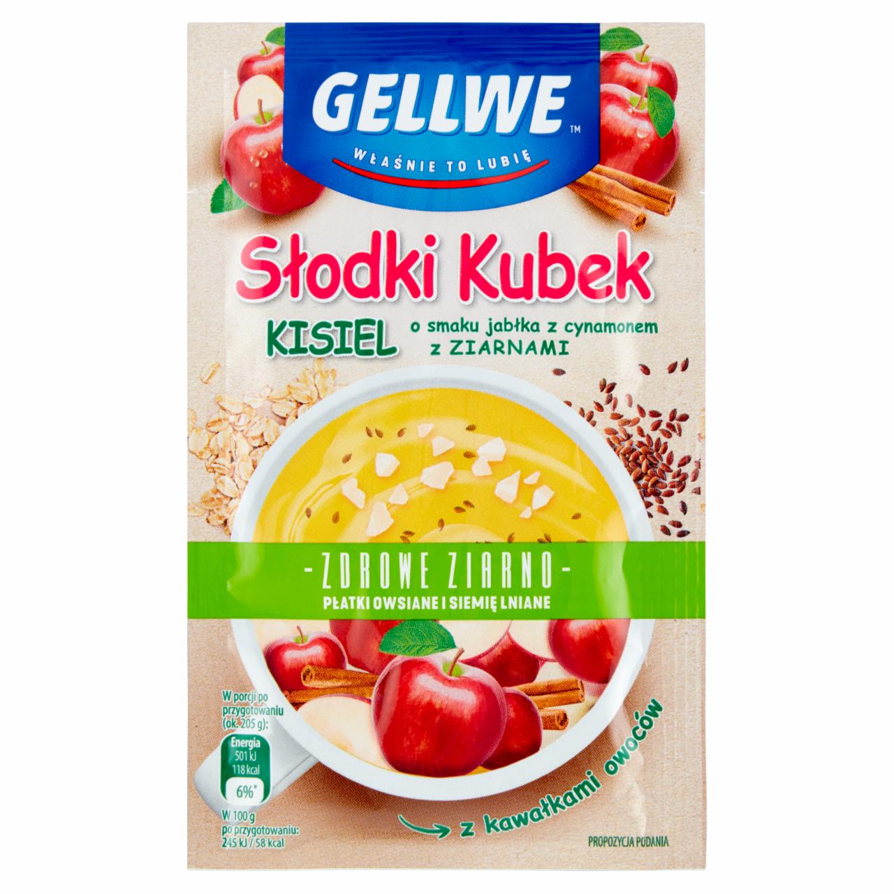 Zdjęcia - Gellwe Słodki Kubek Kisiel o smaku jabłka z cynamonem z ziarnami 30 g