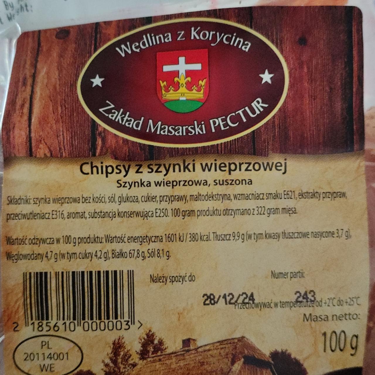 Zdjęcia - Chipsy z szynki wieprzowej szynka wieprzowa suszona Wędlina z Korycina