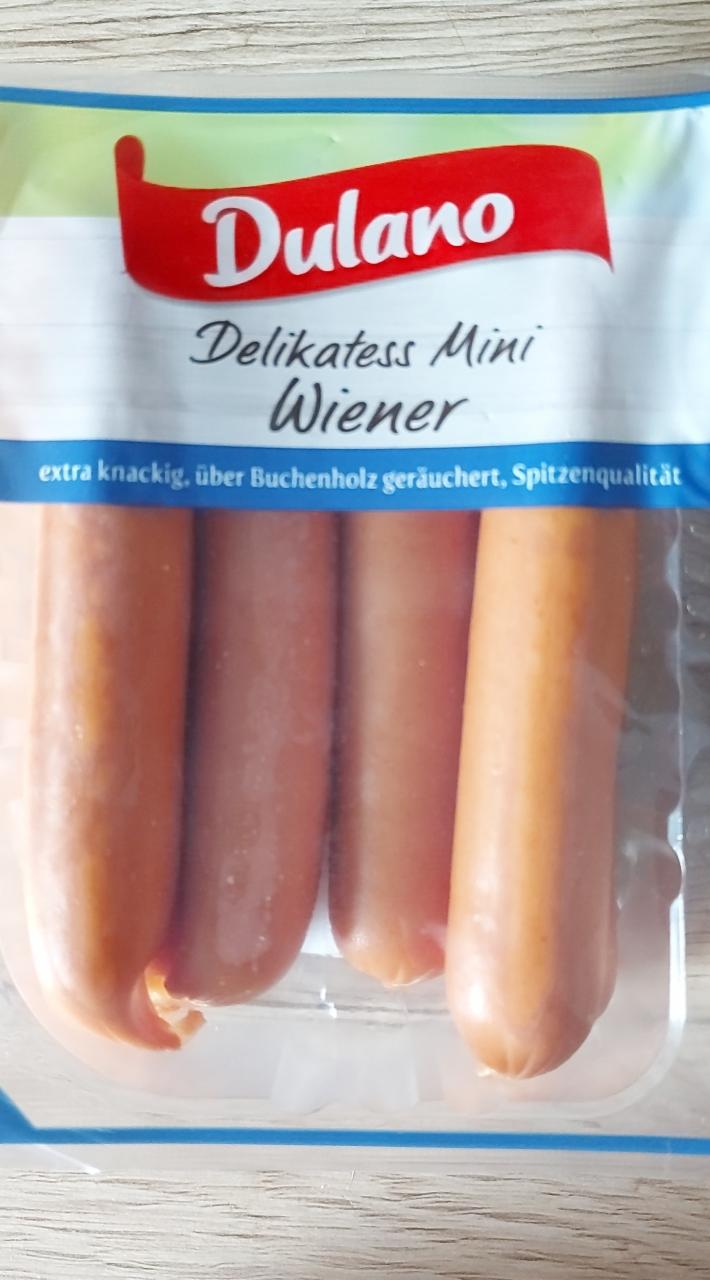 Delikatess wartości kalorie, Mini i kJ Dulano - odżywcze Wiener